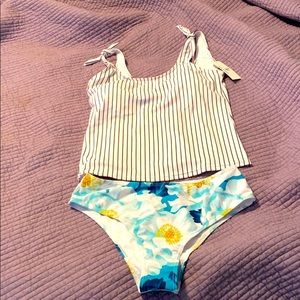 Tankini striped top with flower bottoms NWT